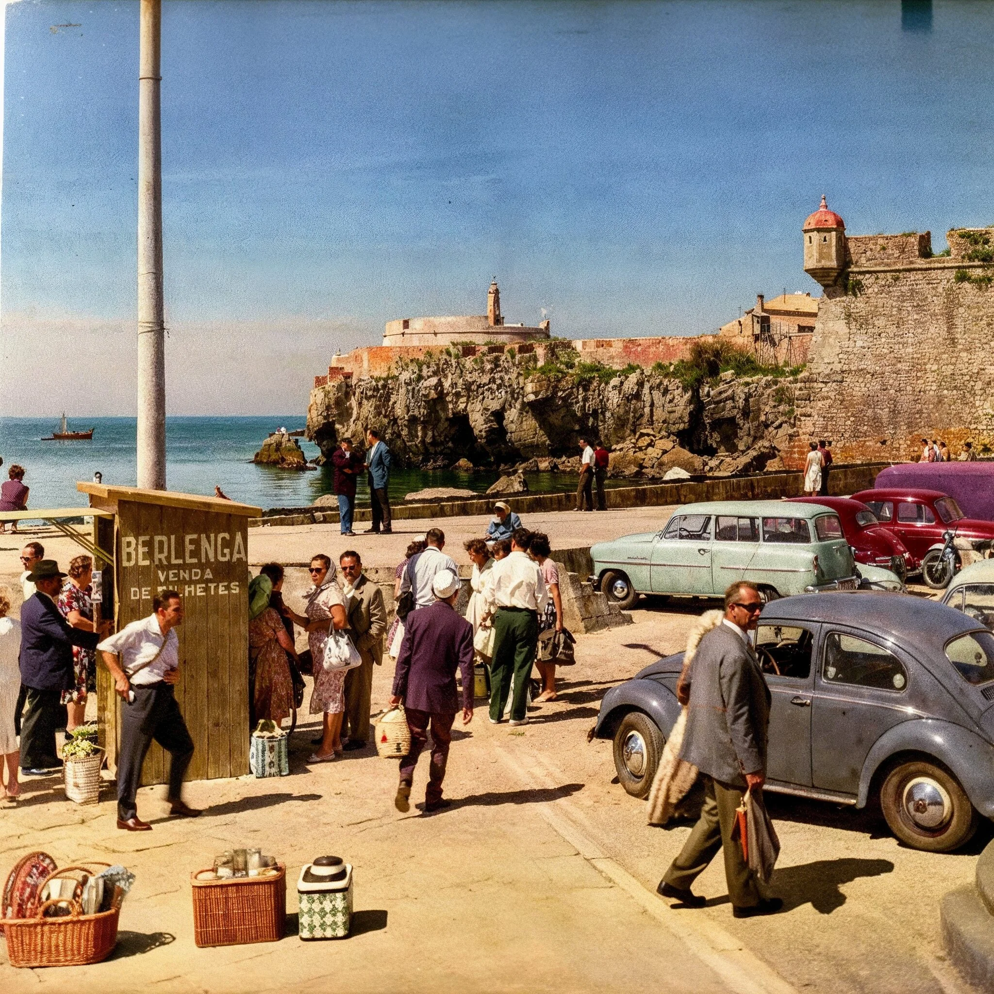 Passageiros no cais de Peniche